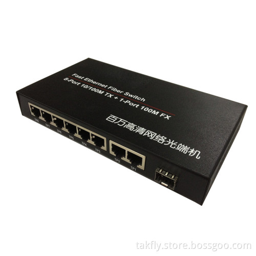 100m 1 Optical Port and 8 RJ45 Port